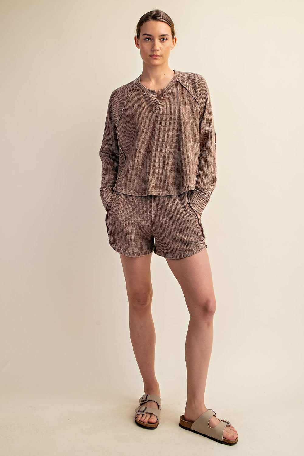Stay In, Go Out Waffle Knit Set