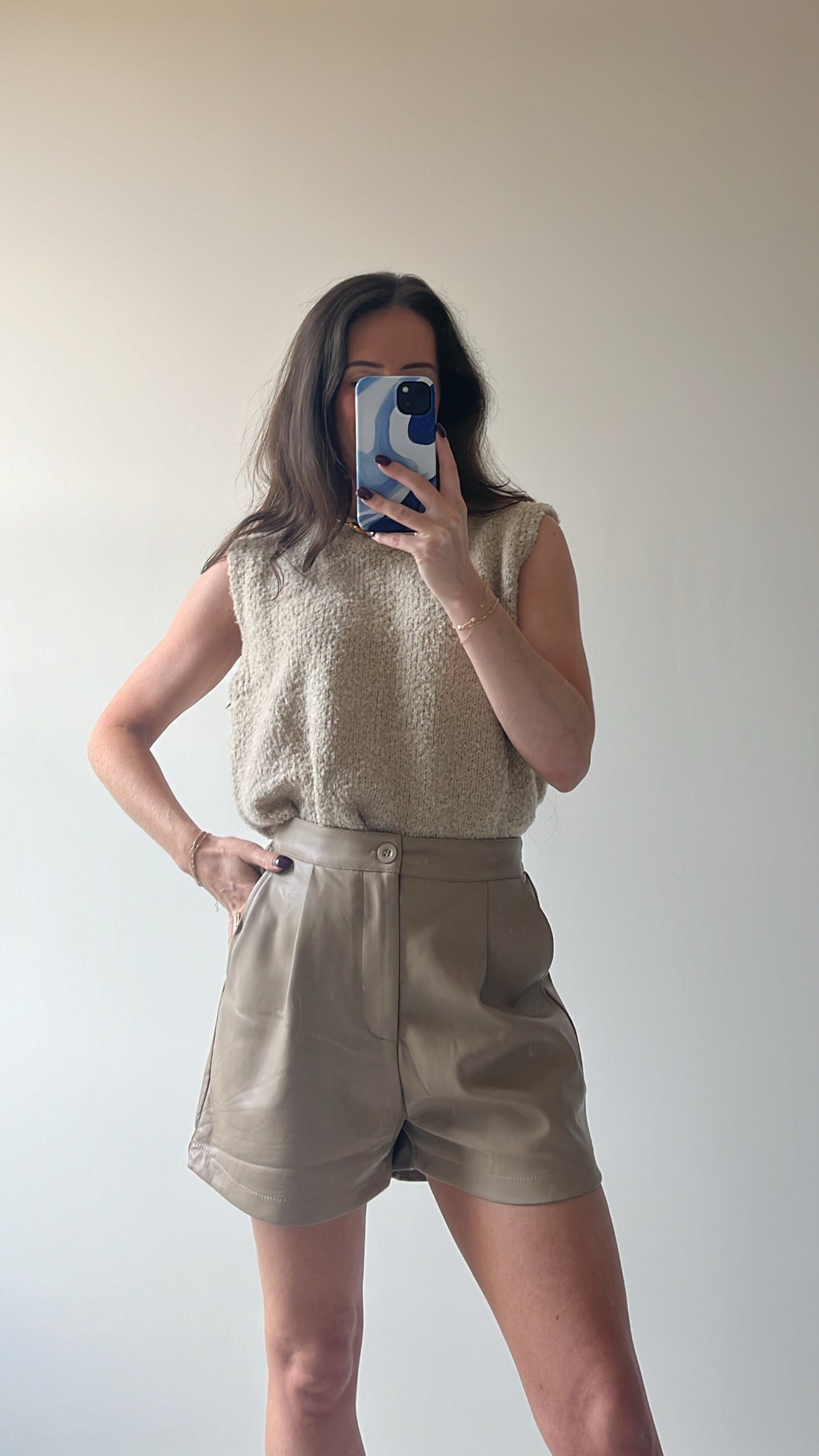 Champagne France Leather Shorts