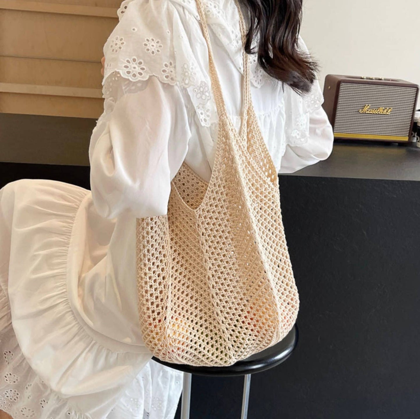 Sand Dunes Crochet Shoulder Bag