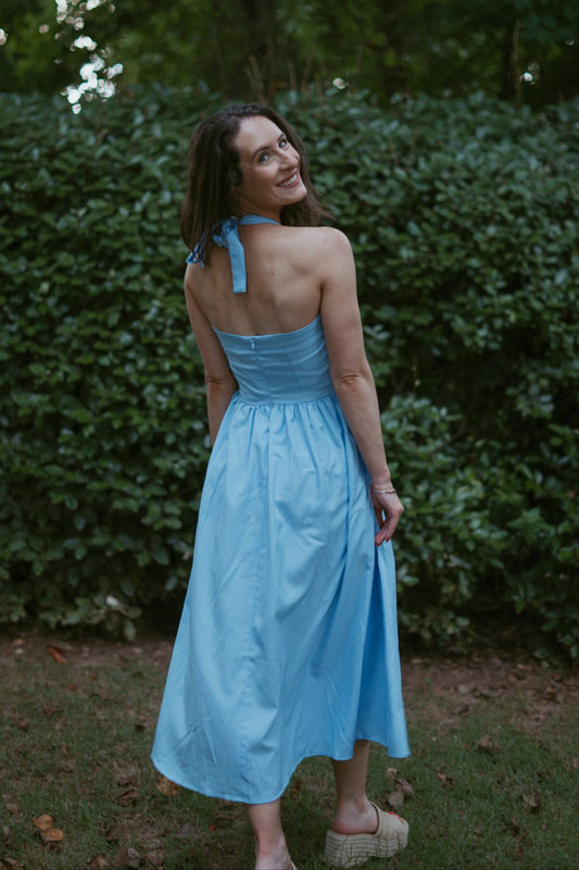 Riamaggiore Blu Halter Neck Dress