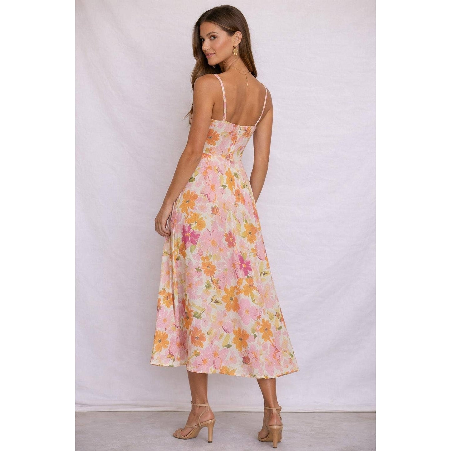 Sunset Blossom Midi Dress