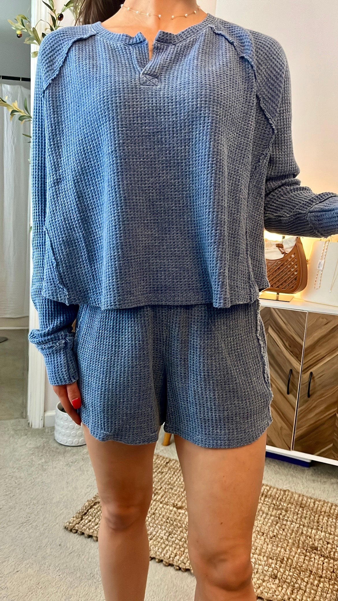 Stay In, Go Out Waffle Knit Set