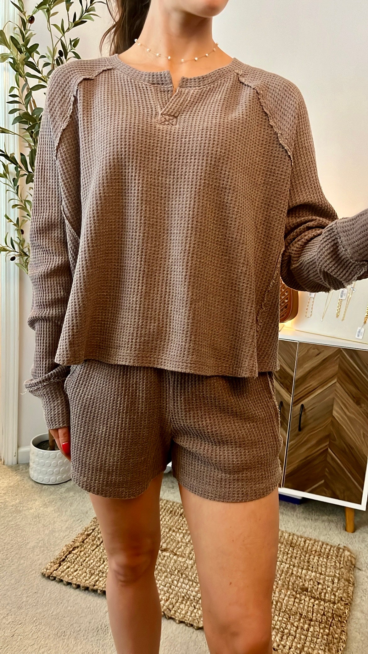Stay In, Go Out Waffle Knit Set
