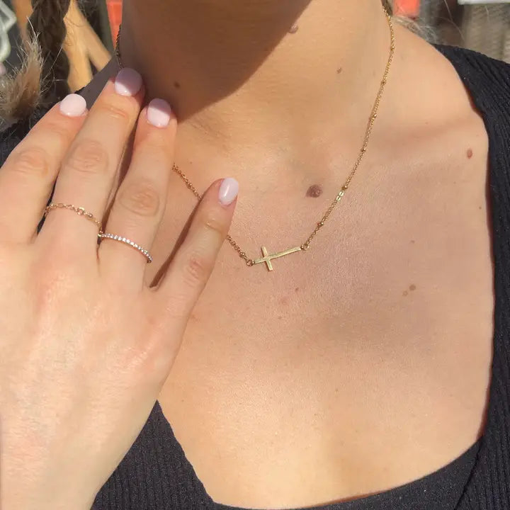 Golden Horizon Waterproof Cross Necklace