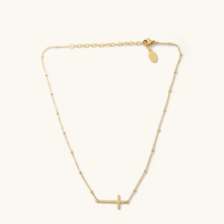 Golden Horizon Waterproof Cross Necklace