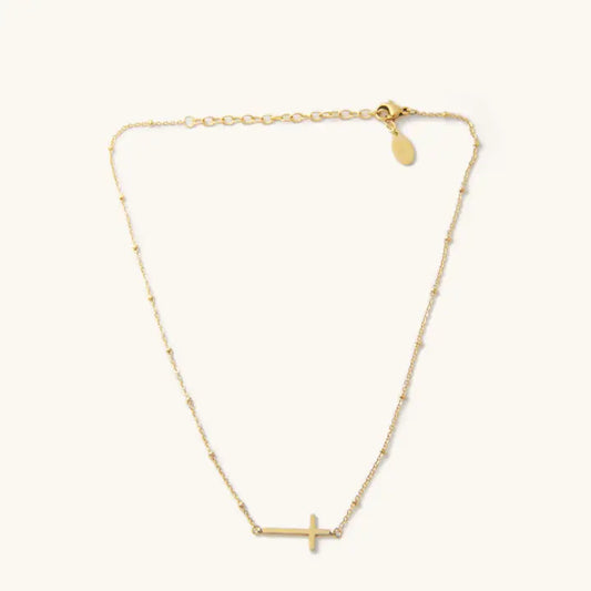 Golden Horizon Waterproof Cross Necklace