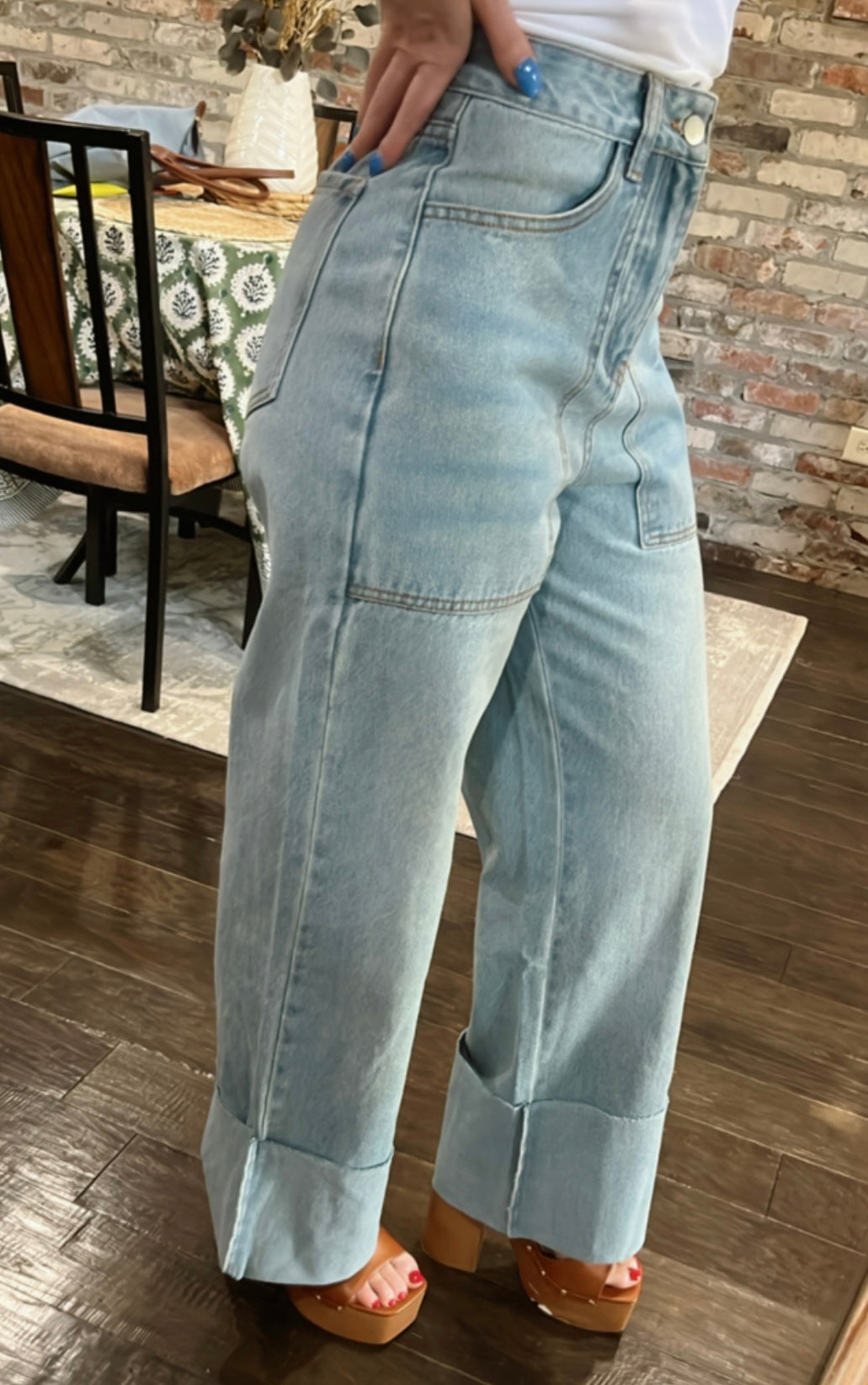 Blue Seas High Waisted Cuffed Jeans