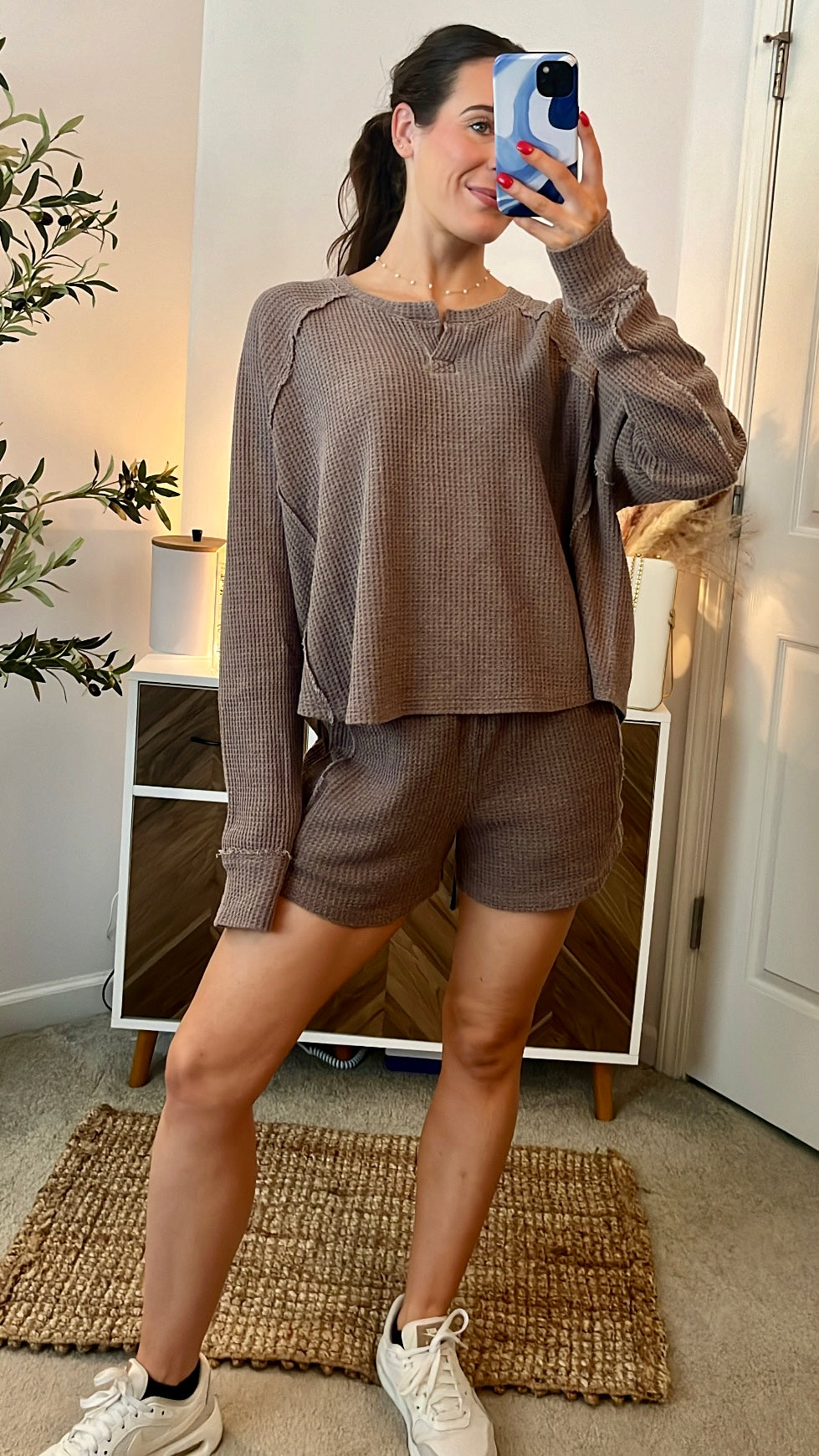 Stay In, Go Out Waffle Knit Set