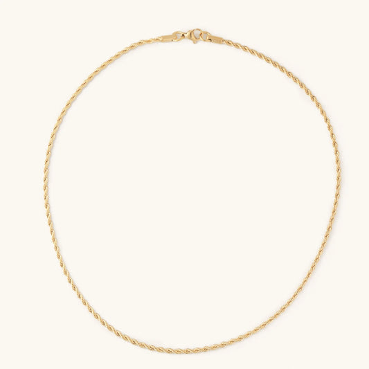 Golden Serenity Waterproof Skinny Rope Necklace