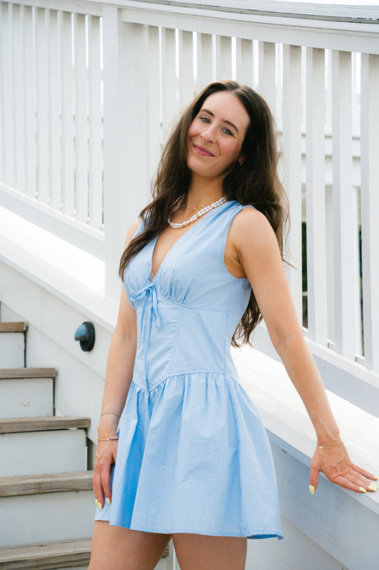 French Blue Bustier Dress