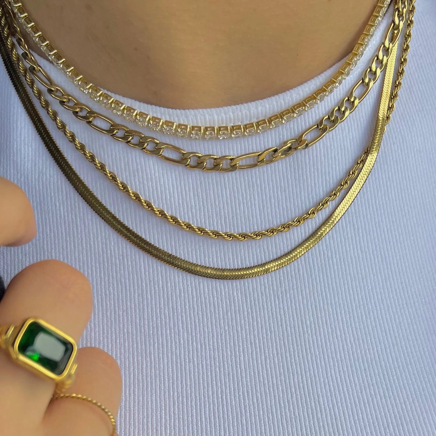 Golden Serenity Waterproof Skinny Rope Necklace