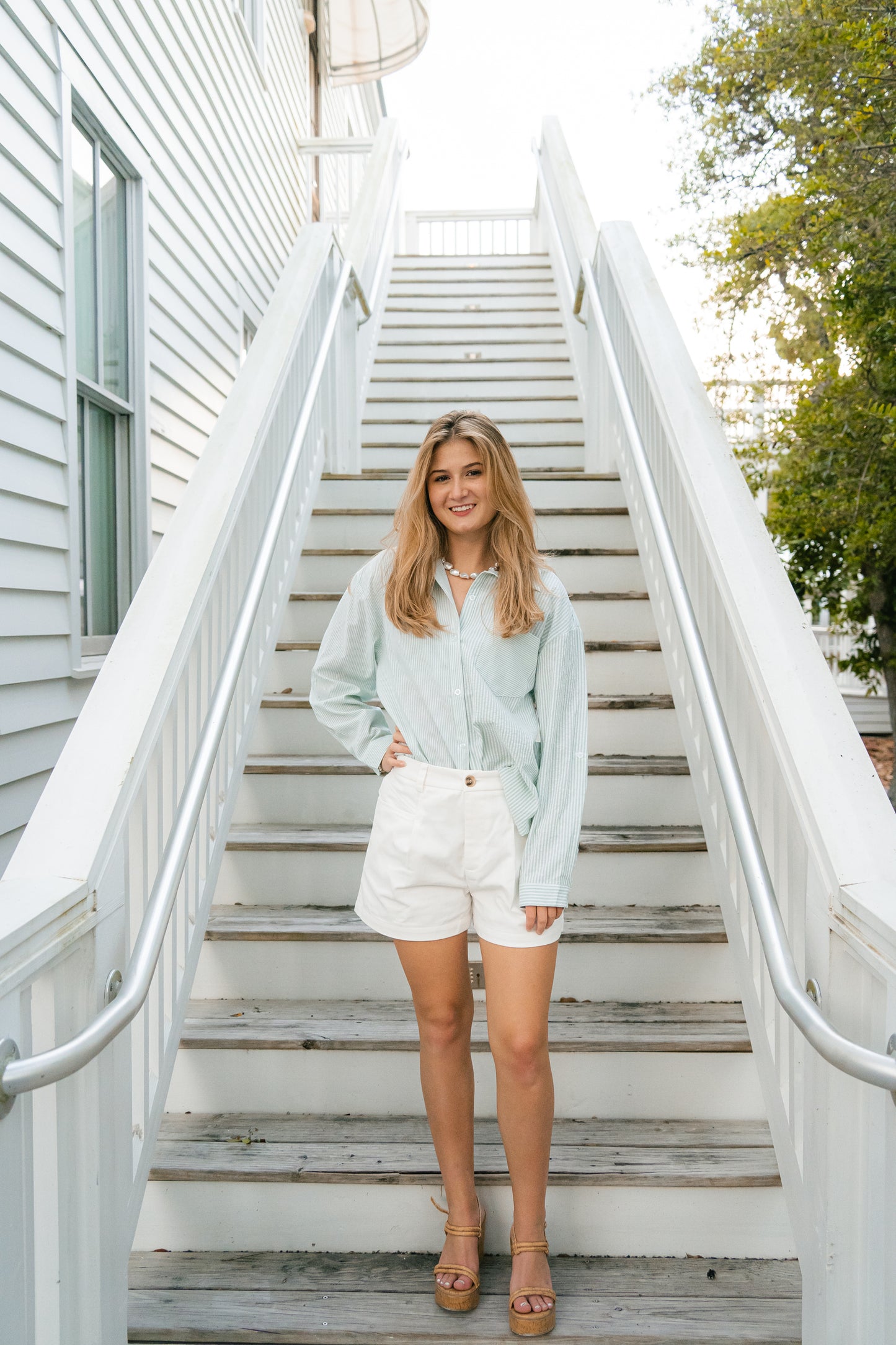 Summer Stripes Button Down Top