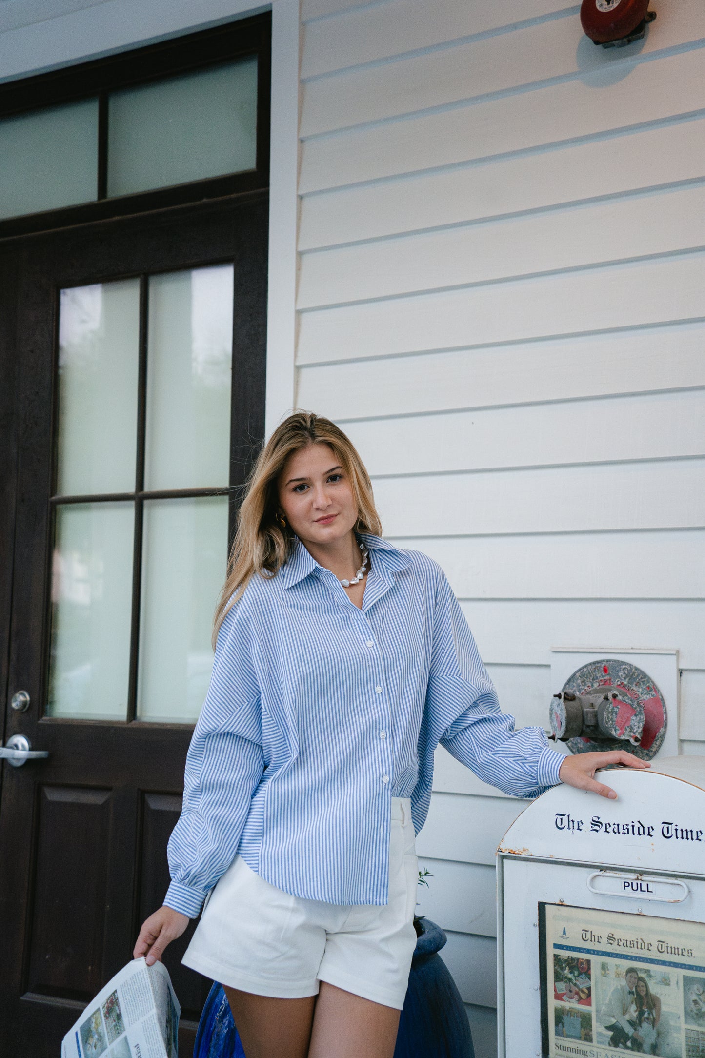 Summer Stripes Button Down Top