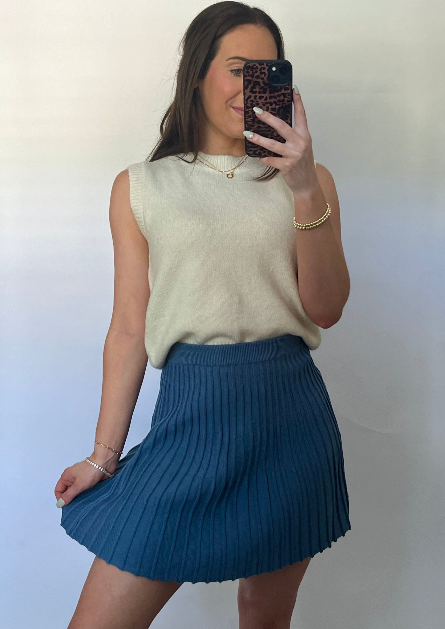 Alpine Adventure Knit Pleated Skirt