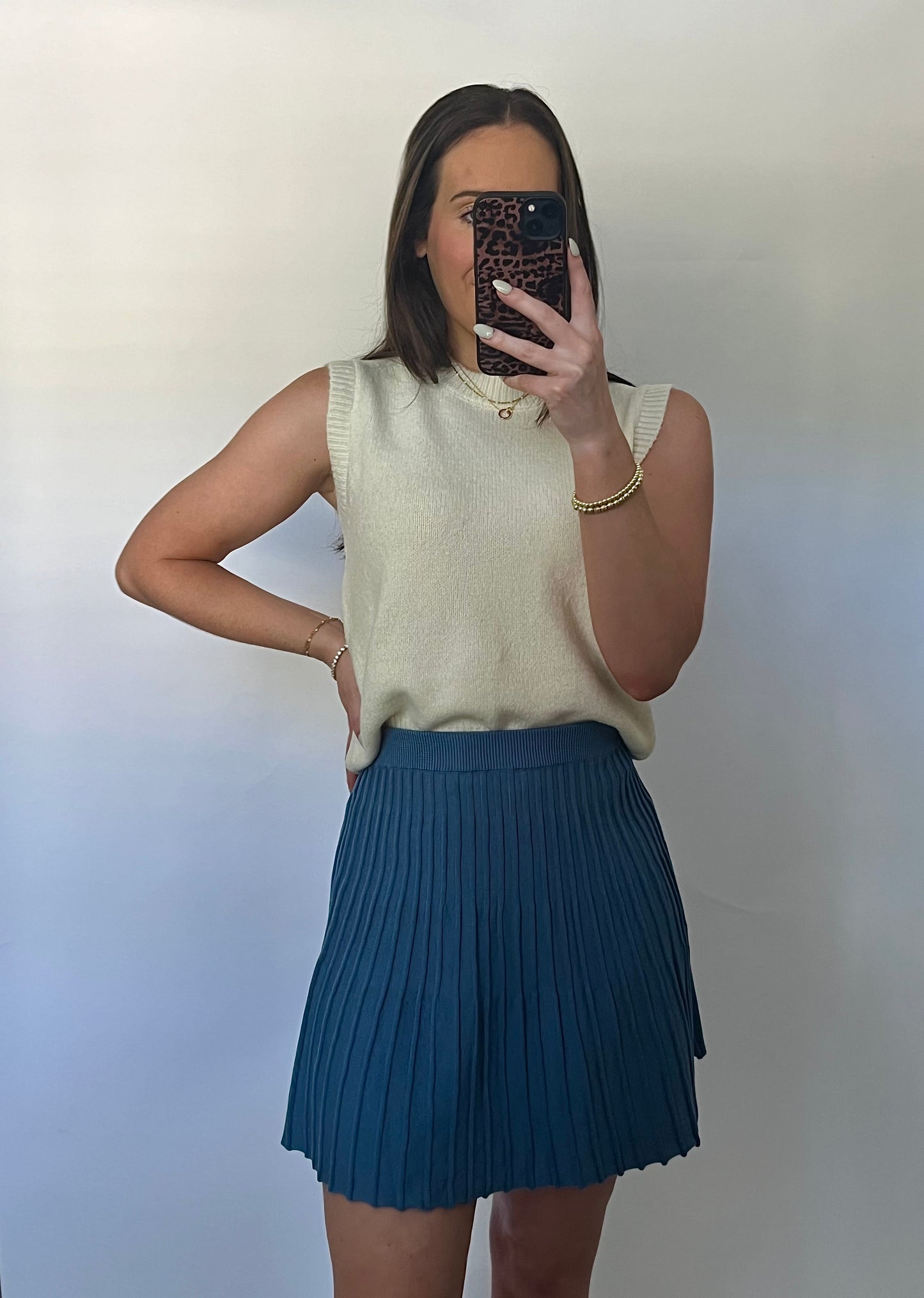 Alpine Adventure Knit Pleated Skirt