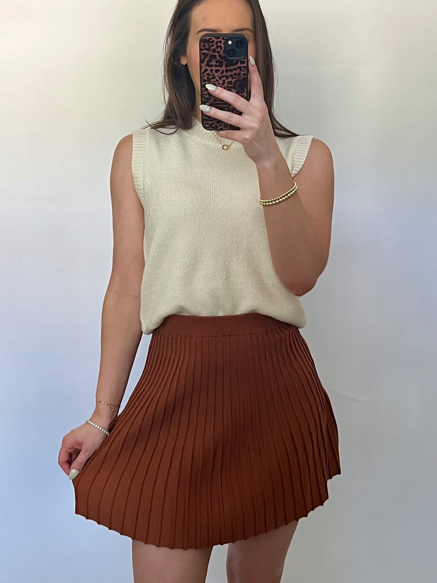 Alpine Adventure Knit Pleated Skirt