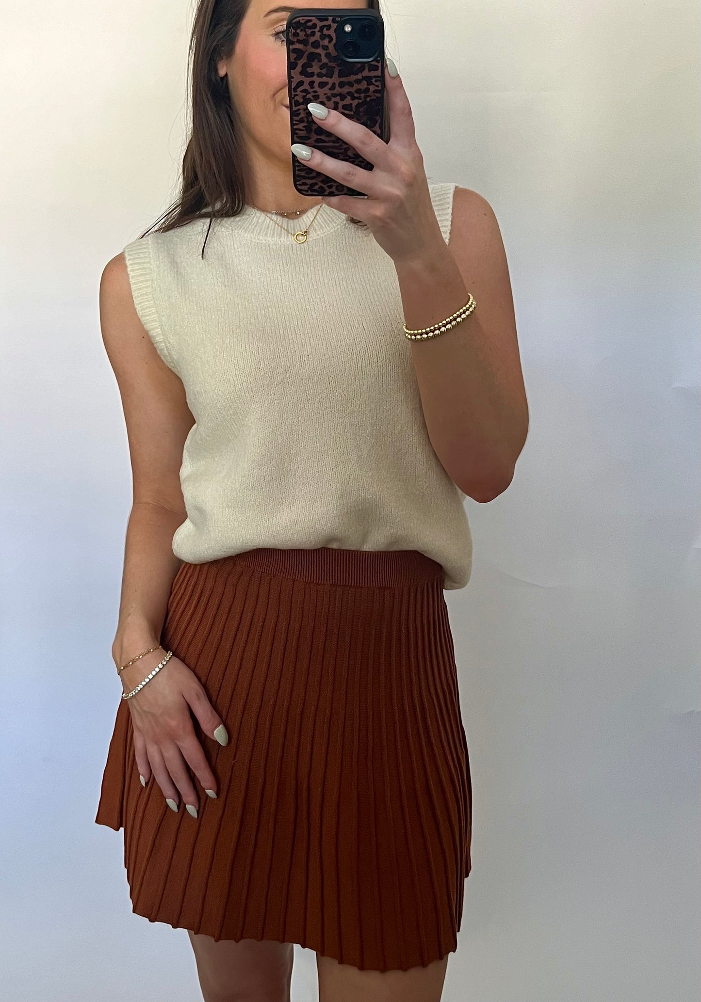Alpine Adventure Knit Pleated Skirt