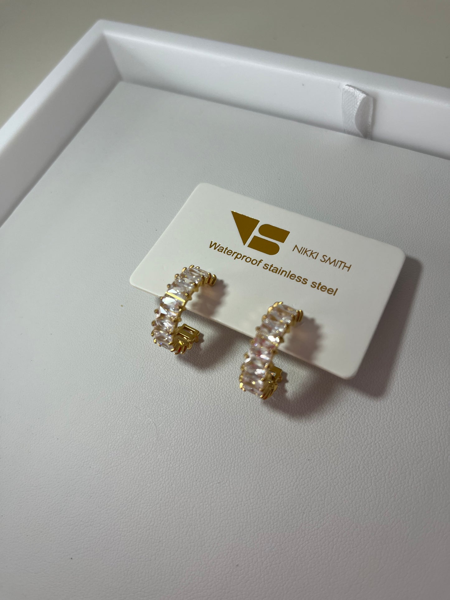 Crystal Waters Diamond Waterproof Hoops