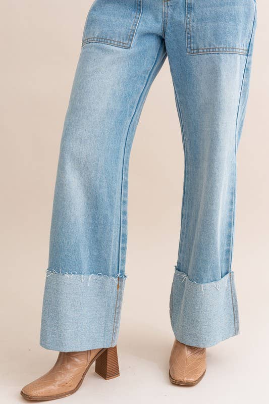 Blue Seas High Waisted Cuffed Jeans