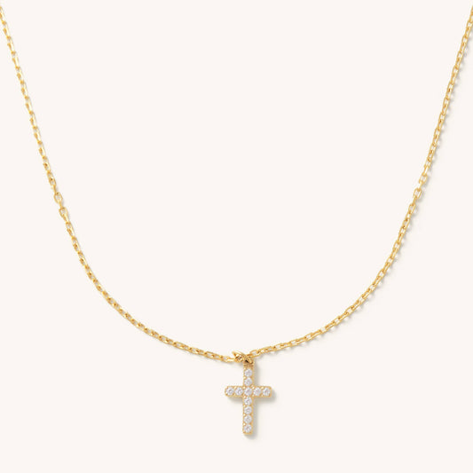Golden Sunset Dainty Cross Waterproof Necklace