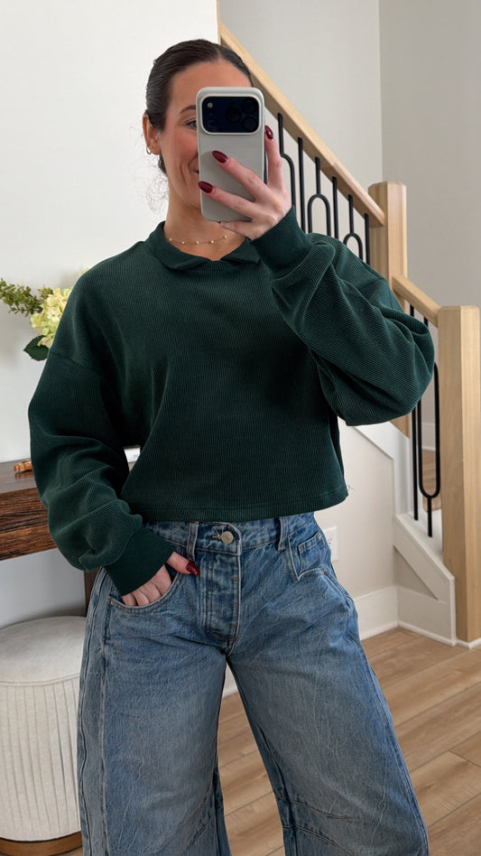 Florence Collared Ribbed Knit Top