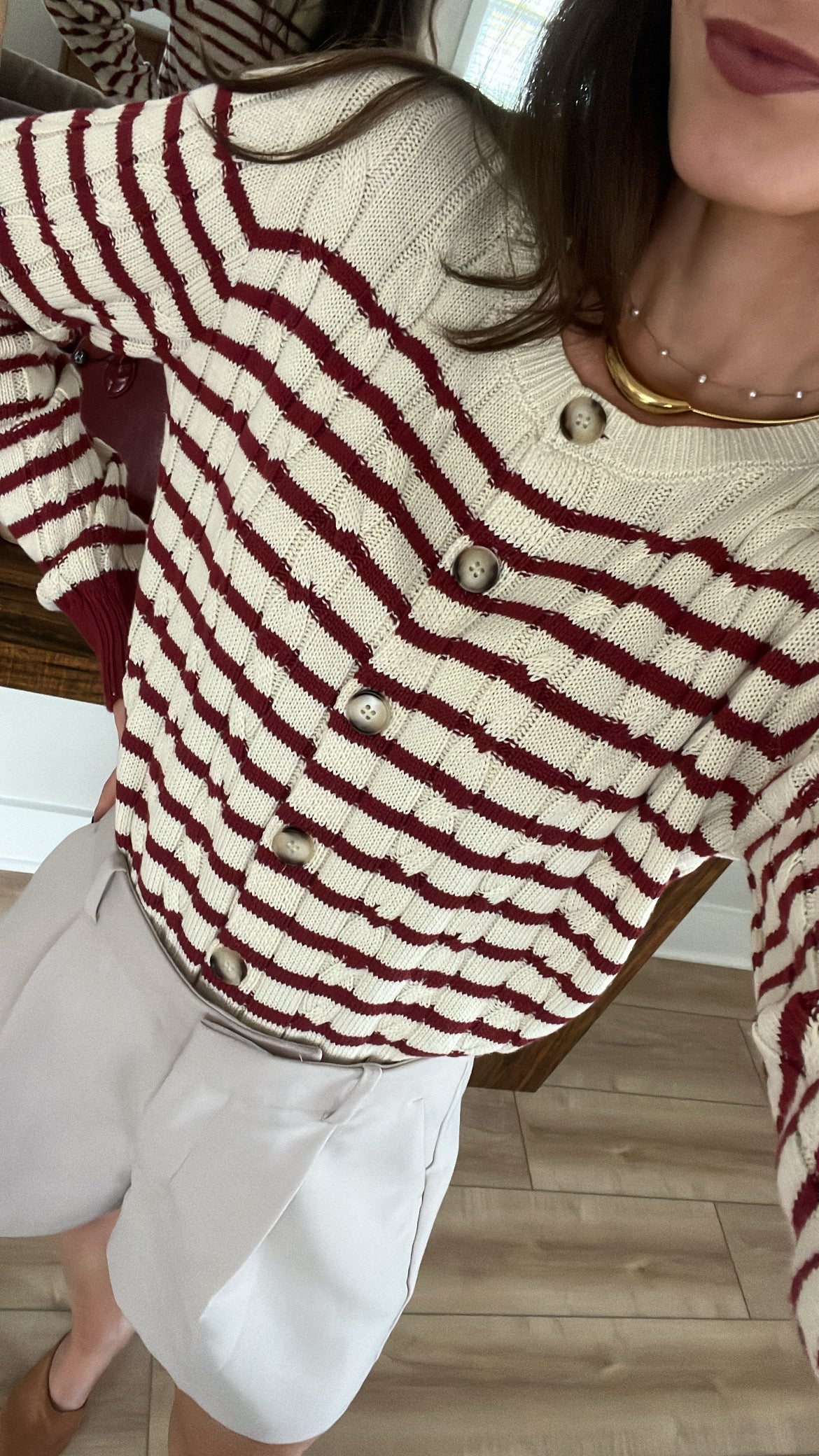 Merlot Stripe Cardigan Sweater