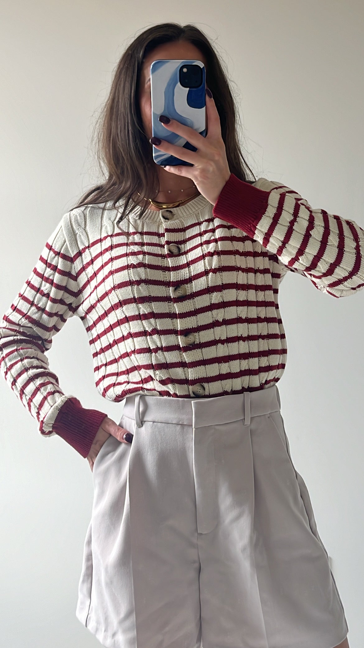 Merlot Stripe Cardigan Sweater