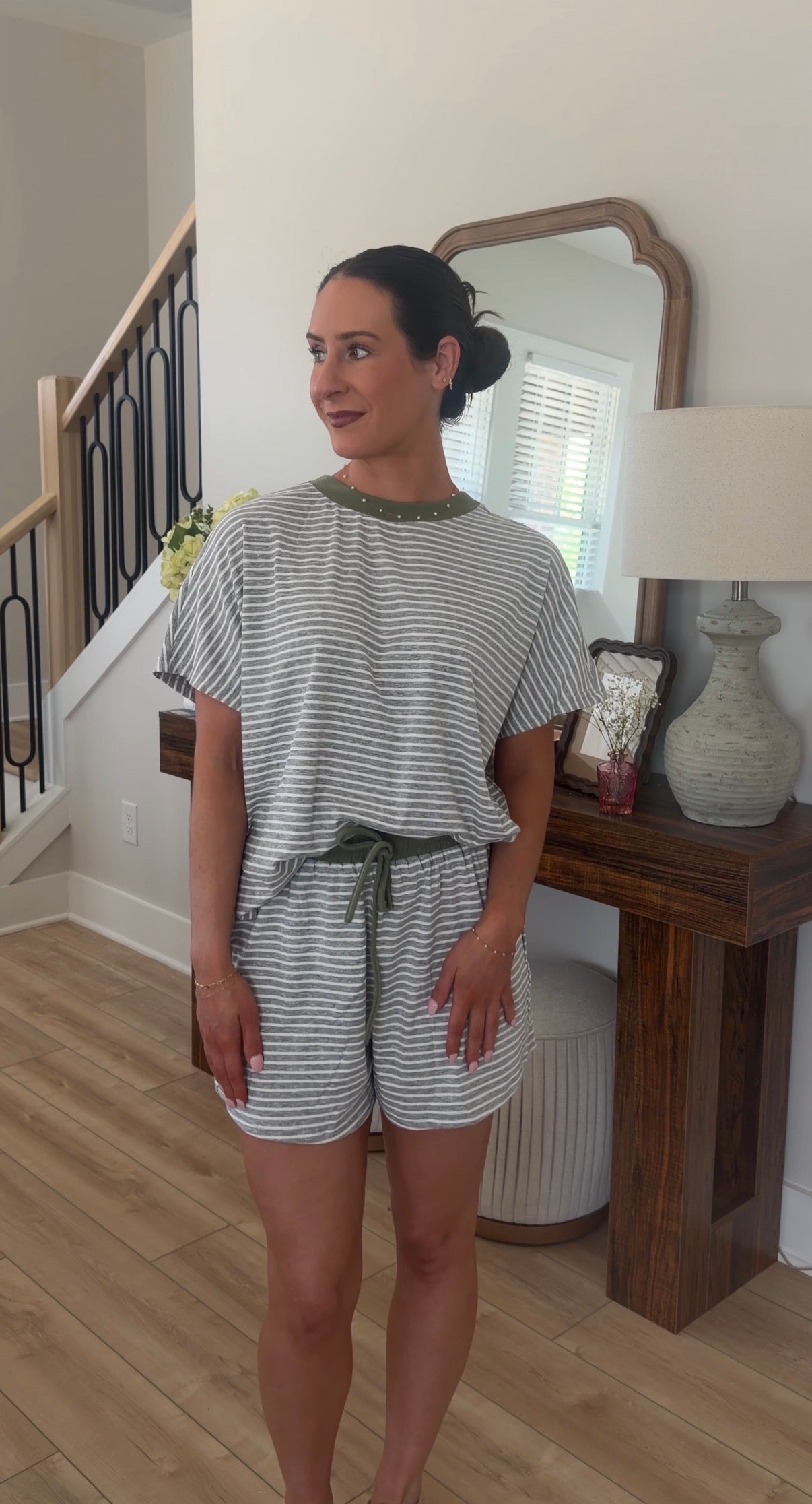 Olive Tree Stripe Lounge Set