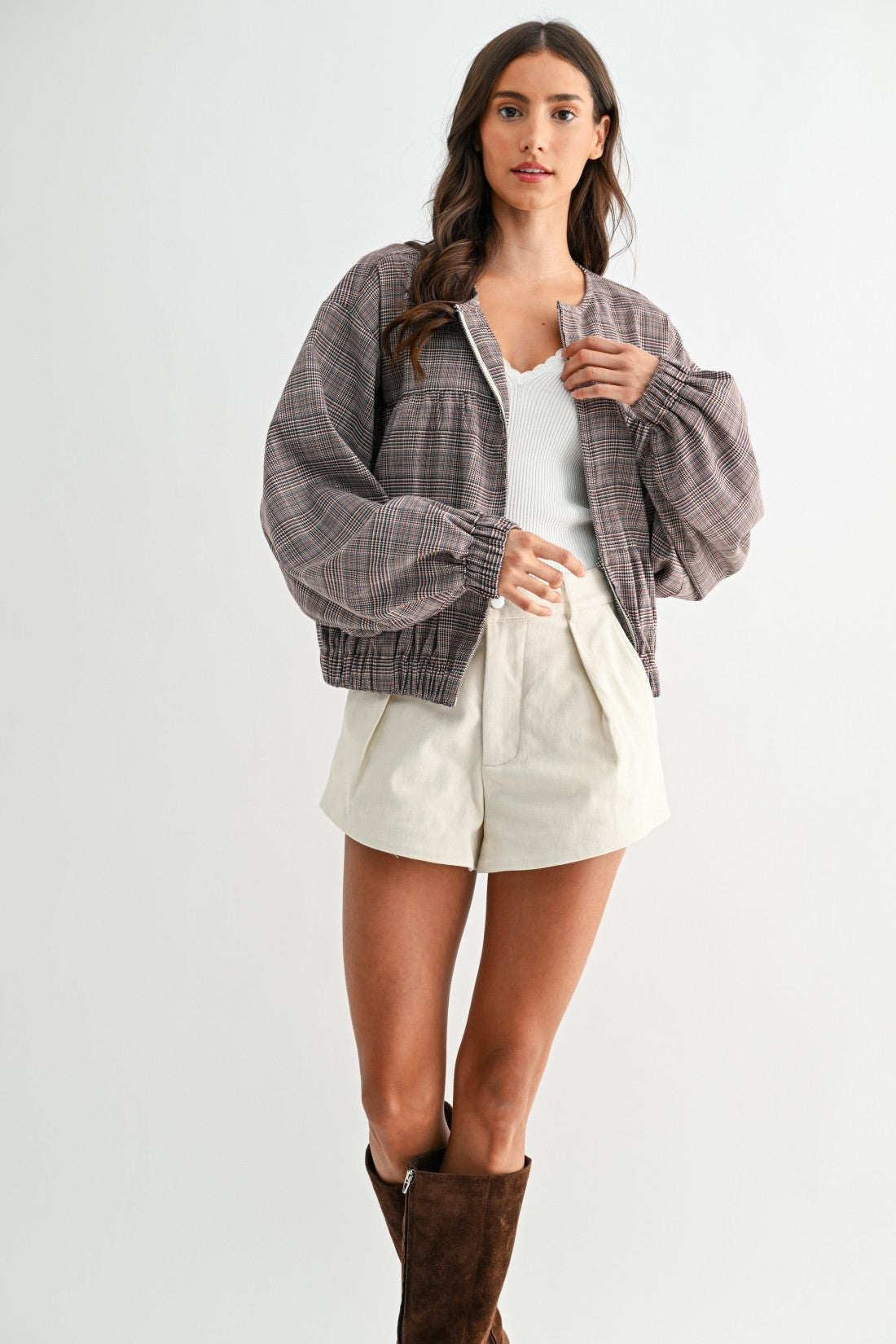 Notting Hill Plaid Bomber Jacket