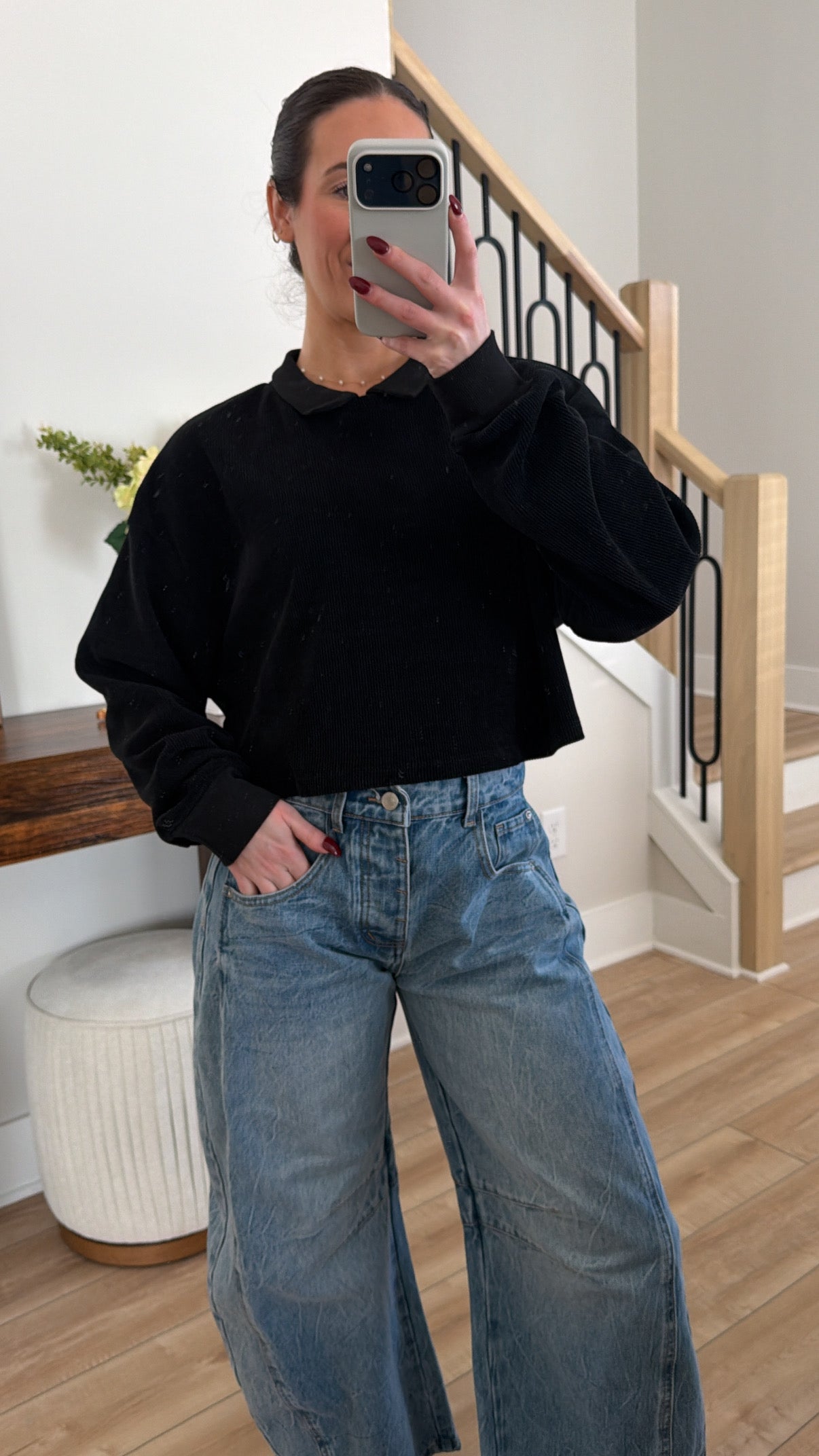 Florence Collared Ribbed Knit Top