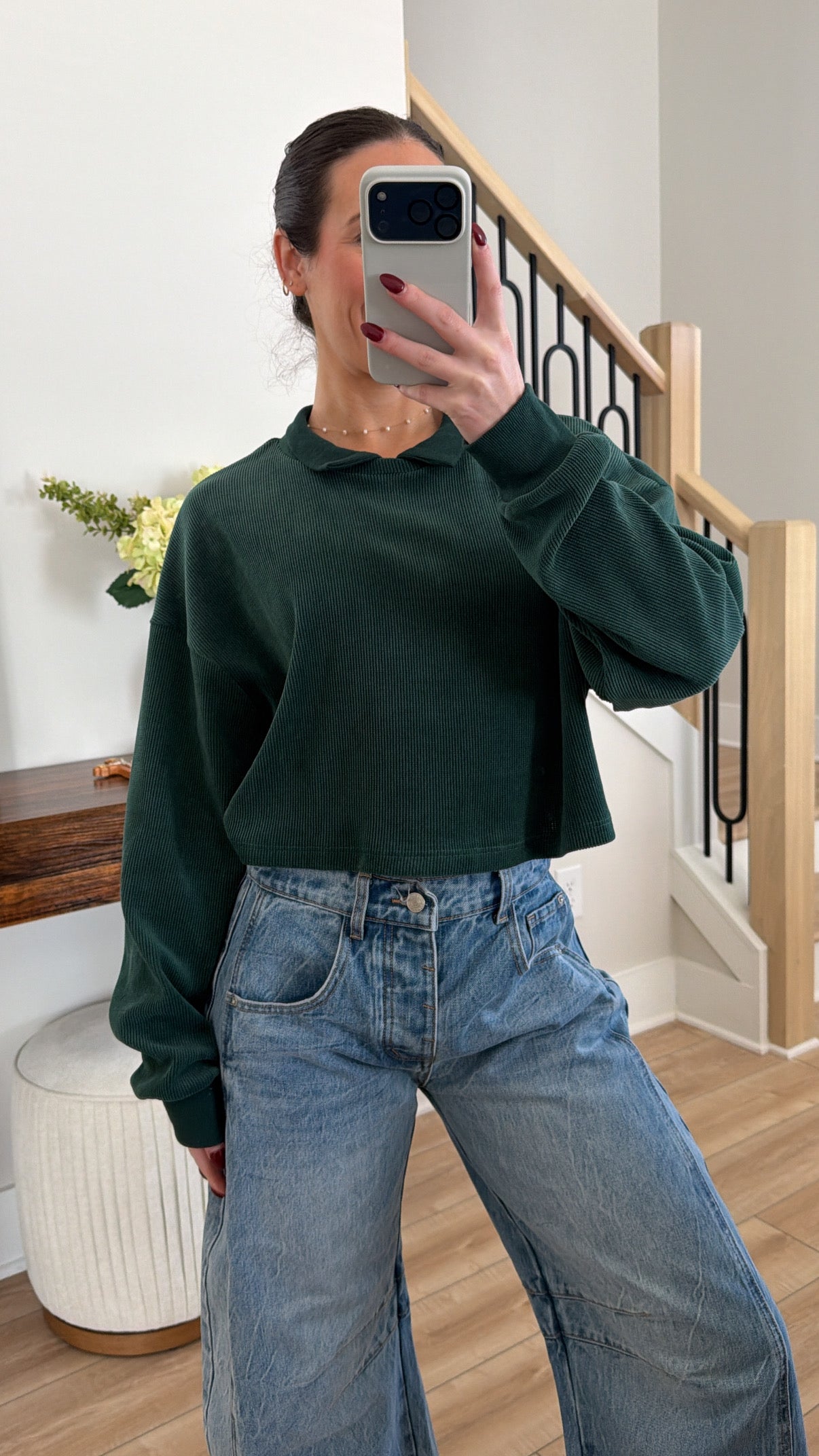 Florence Collared Ribbed Knit Top