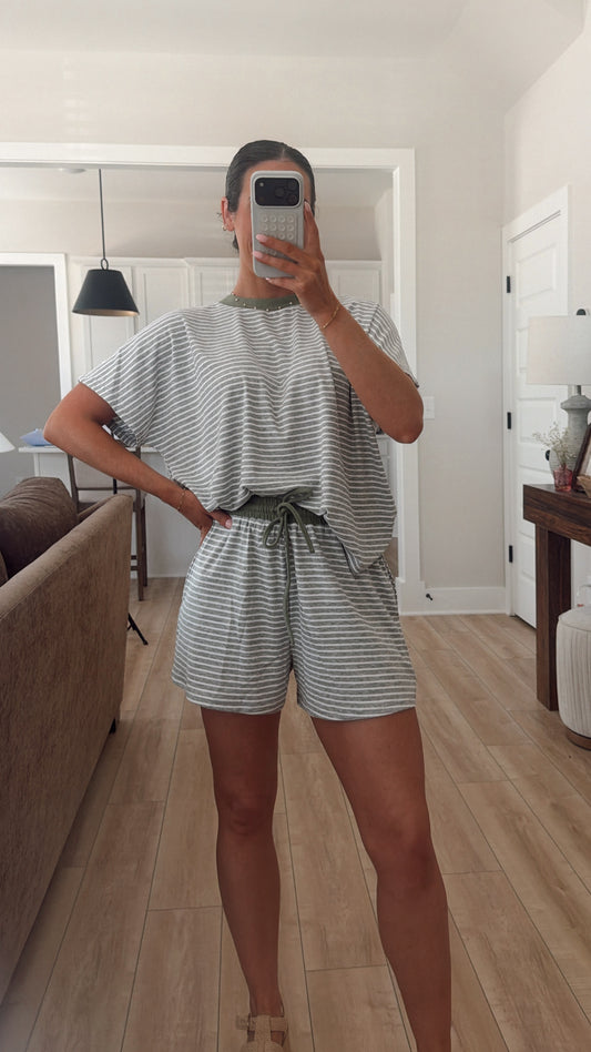 Olive Tree Stripe Lounge Set