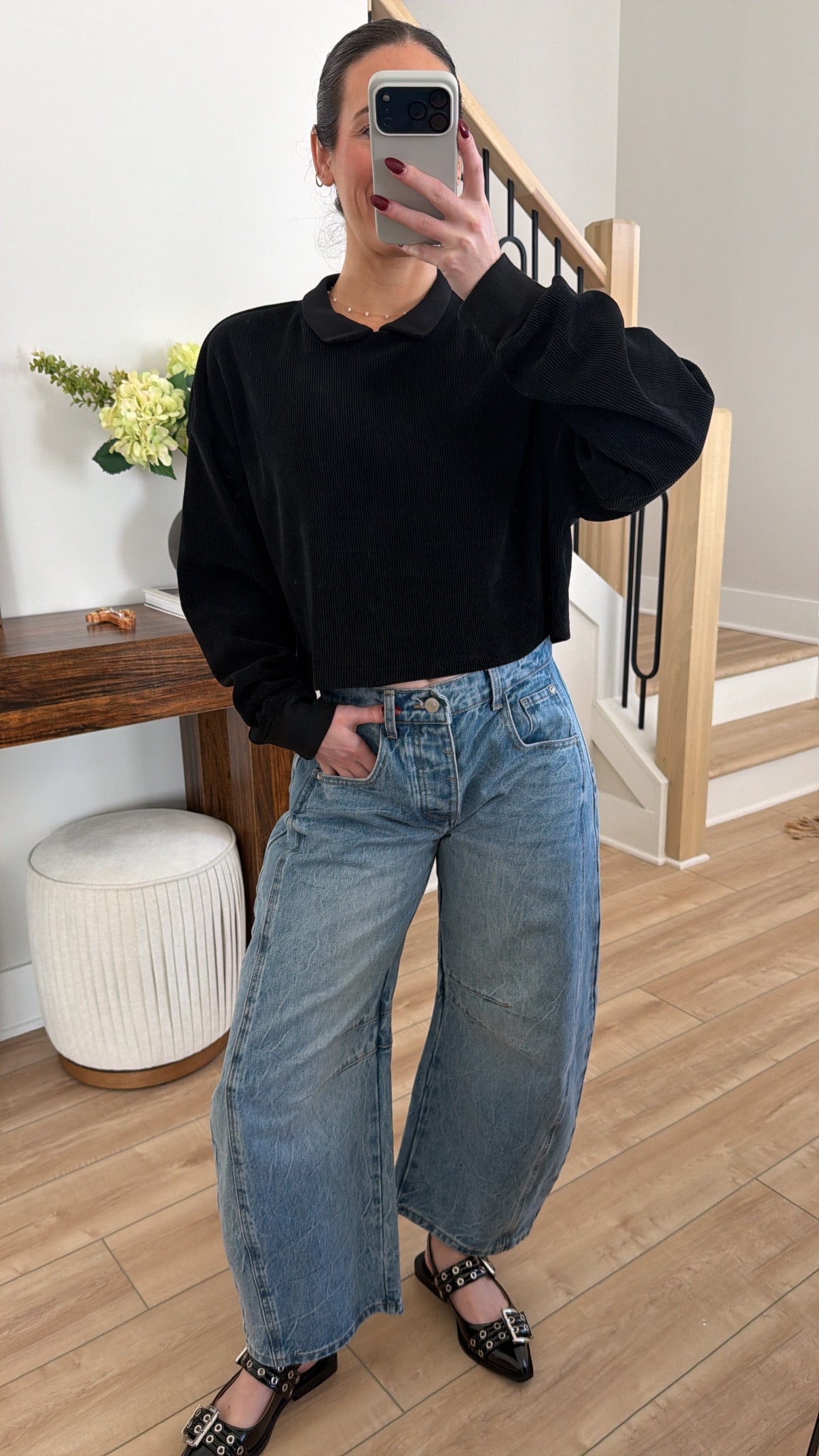 Florence Collared Ribbed Knit Top