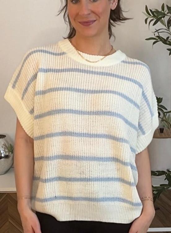 Island Ease Short Sleeve Crotchet Sweater