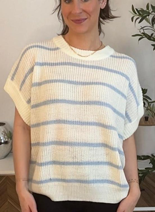 Island Ease Short Sleeve Crotchet Sweater