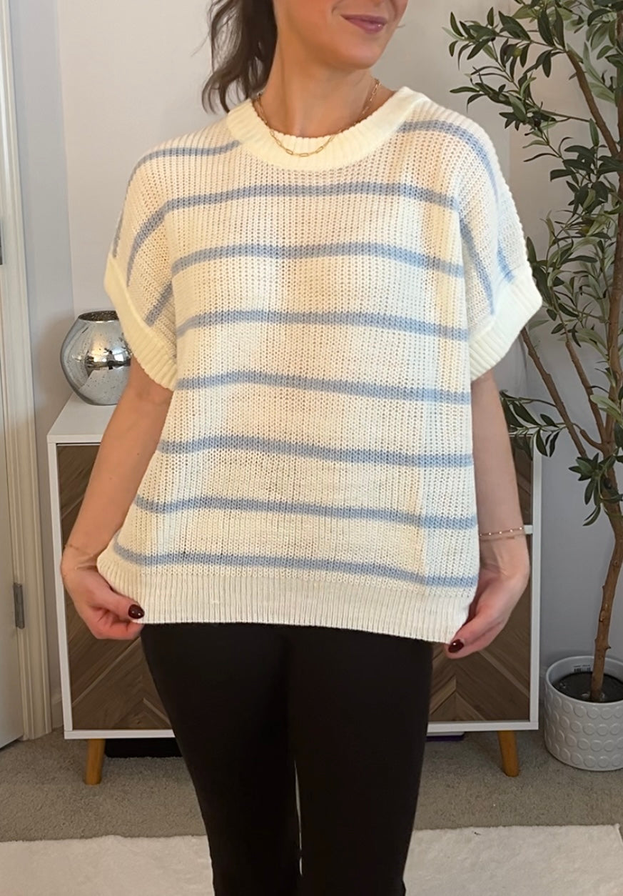 Island Ease Short Sleeve Crotchet Sweater