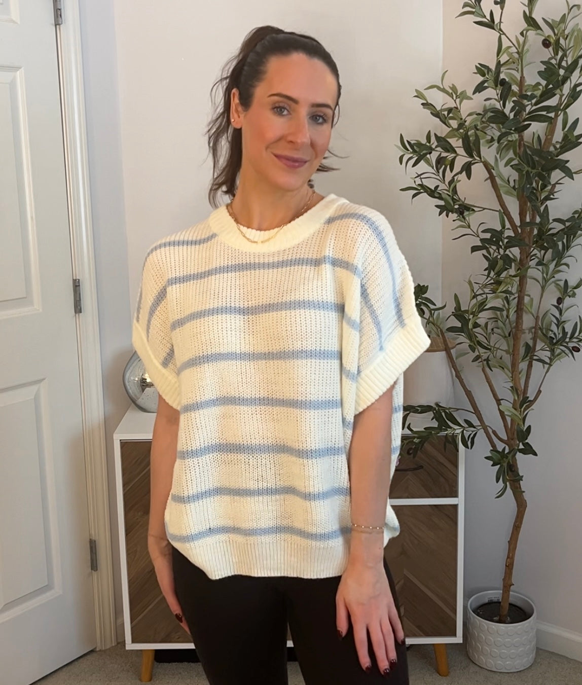 Island Ease Short Sleeve Crotchet Sweater