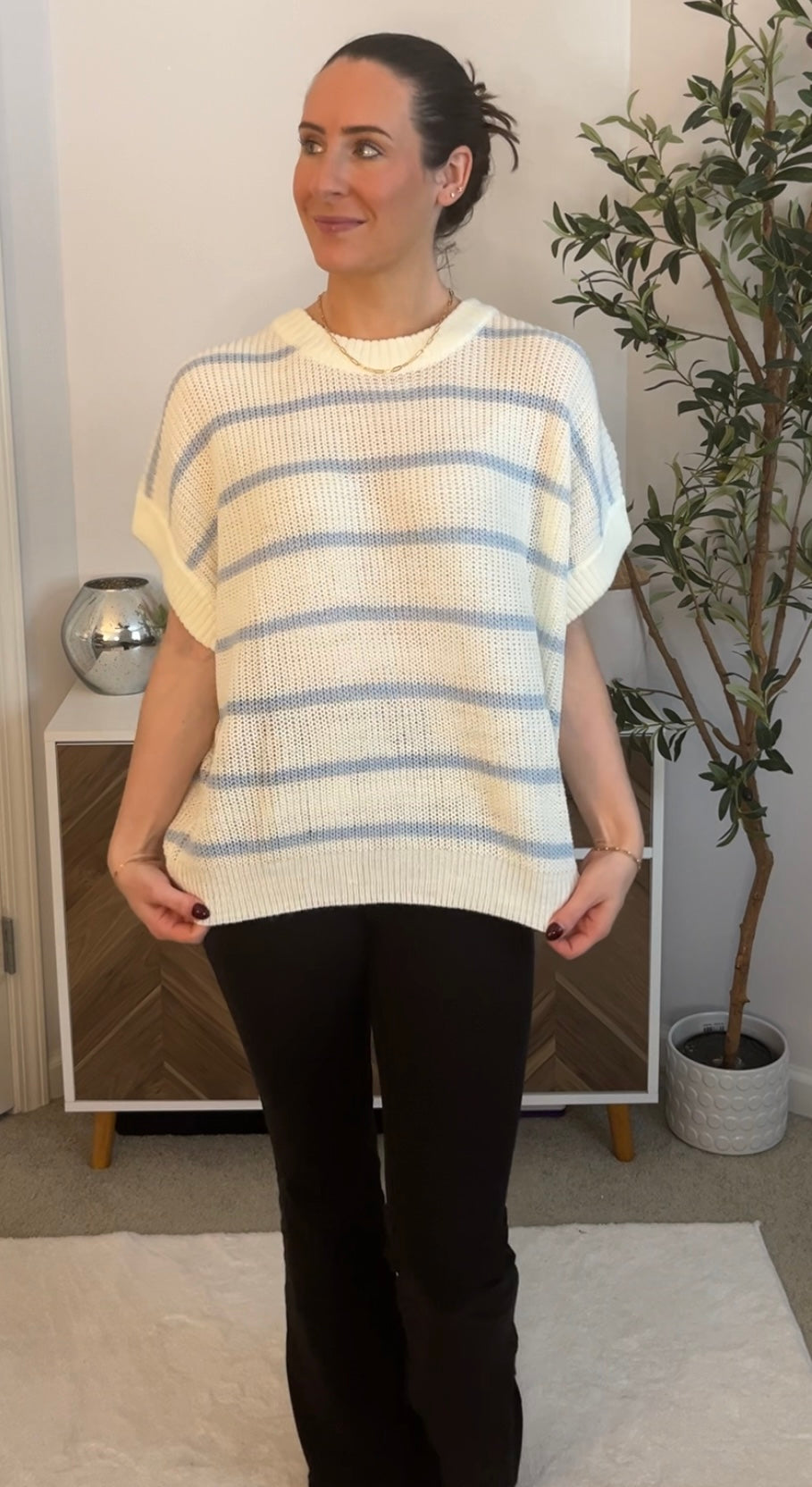 Island Ease Short Sleeve Crotchet Sweater