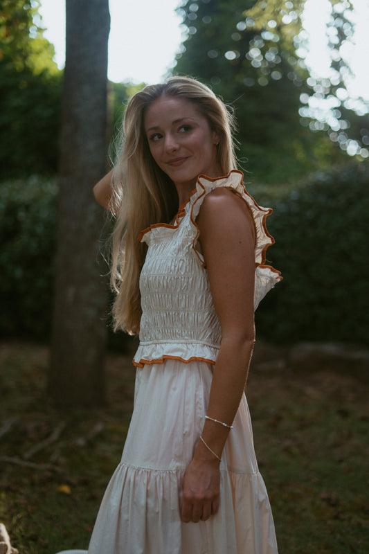 Tuscan Sunset Ruffle Dress