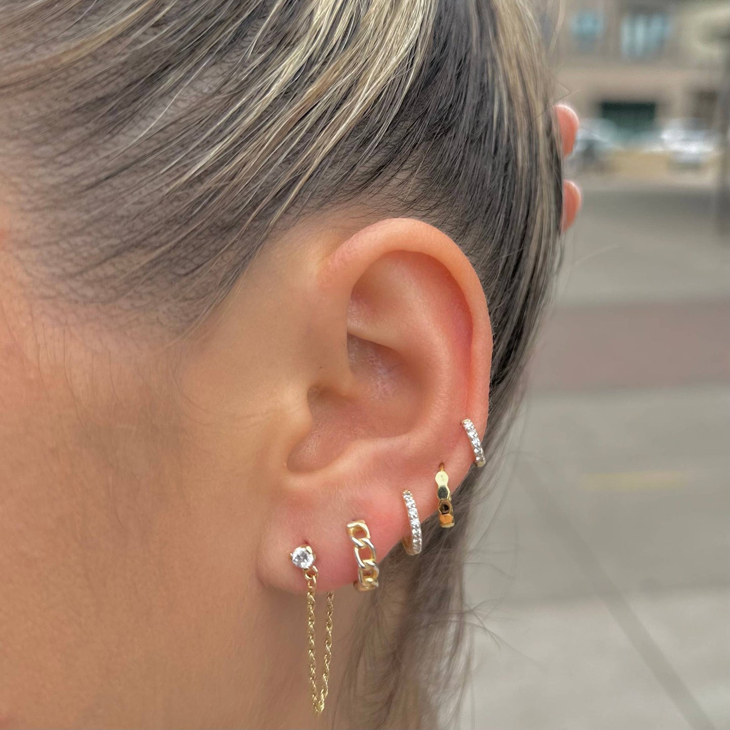 Solar Eclipse Chain Drop Studs