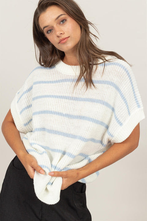 Island Ease Short Sleeve Crotchet Sweater